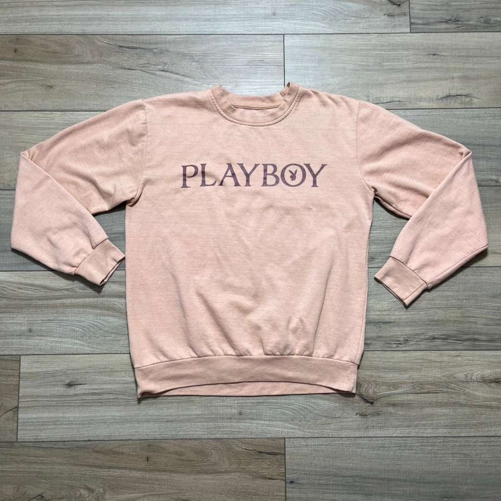 Playboy Women’s Crewneck Long‎ Sleeve Graphic Sweatshirt Size Medium Peach